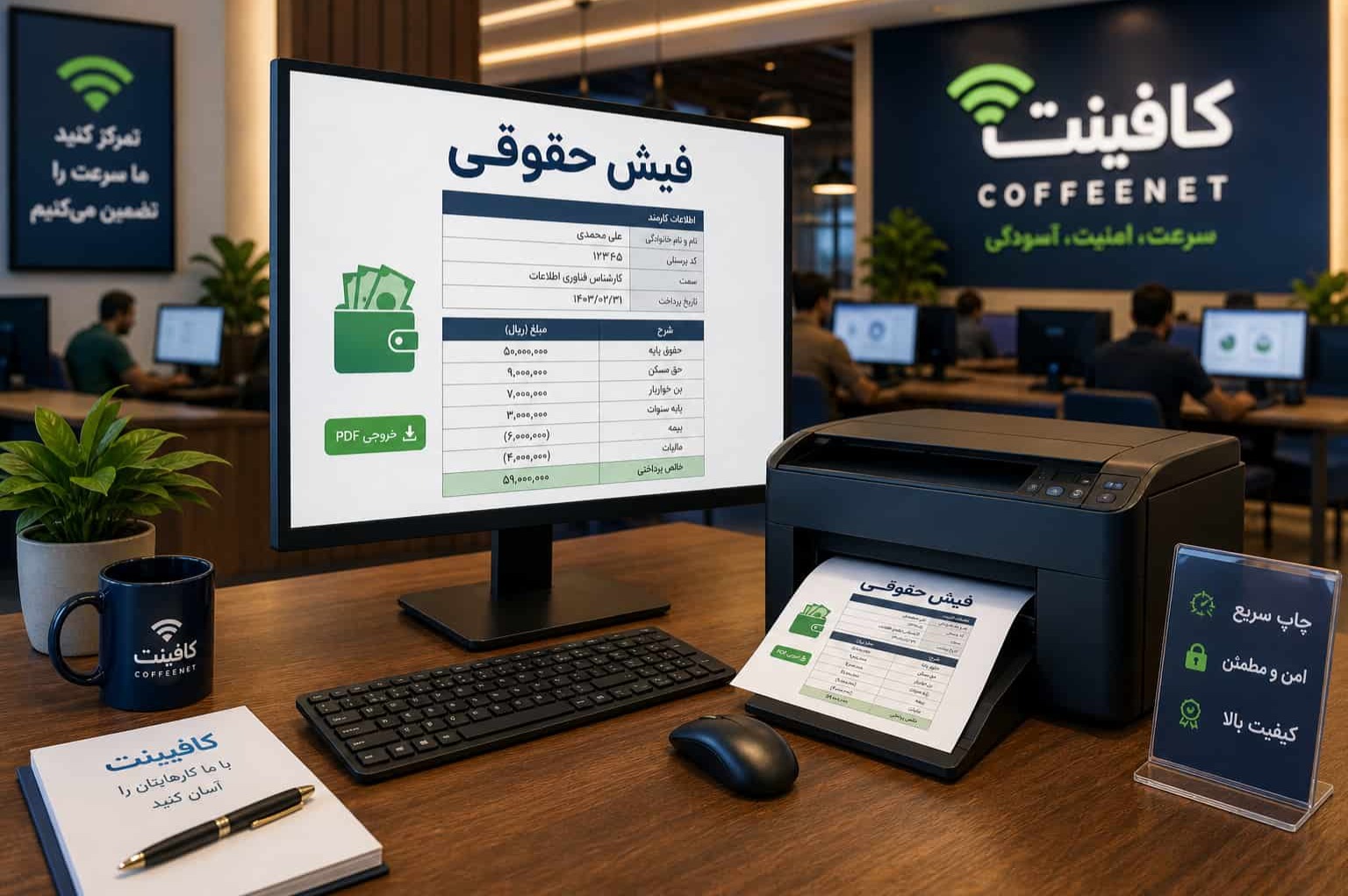 دریافت فیش حقوقی از کافی نت